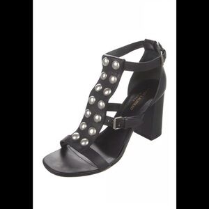 Saint Laurent heeled sandal in black leather 6